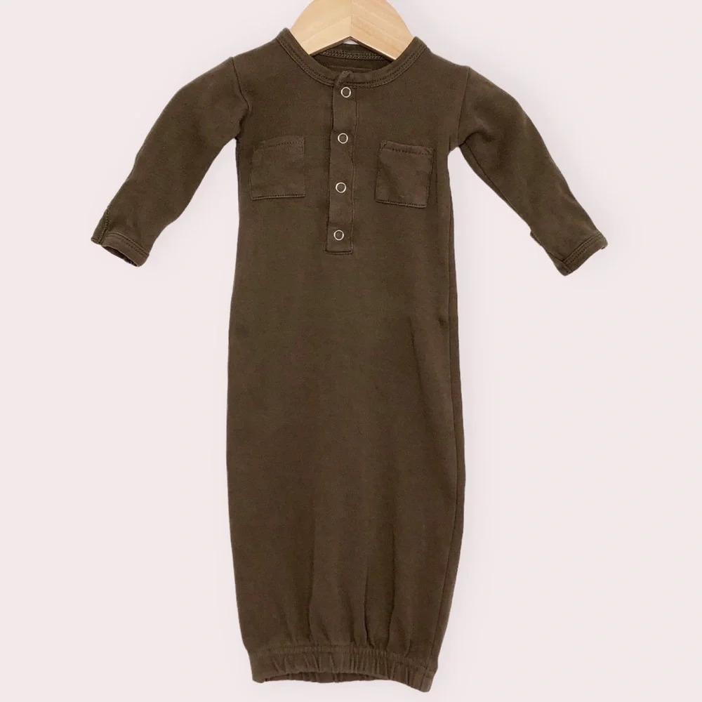 L'ovedBaby sleeping gown brown snap front gender neutral size 0-3 months - Picture 2 of 10